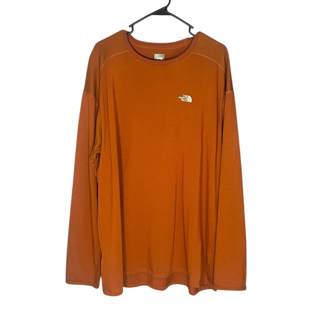 The North Face Men's Long Sleeve Brown/Rust Pullover T Shirt XXL Vapor Wick